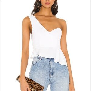 Revolve Superdown one shoulder white top S
